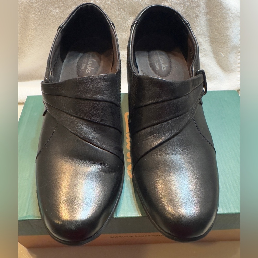 Clarks Ingalls Divine Leather Shoes Black Size 8 1/2 M